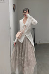 Marc Le Bihan lace embroidered skirt 2596 series plant dyeing France MLB-2596-ZZHUI PEARL GREY pearl gray lace embroidery